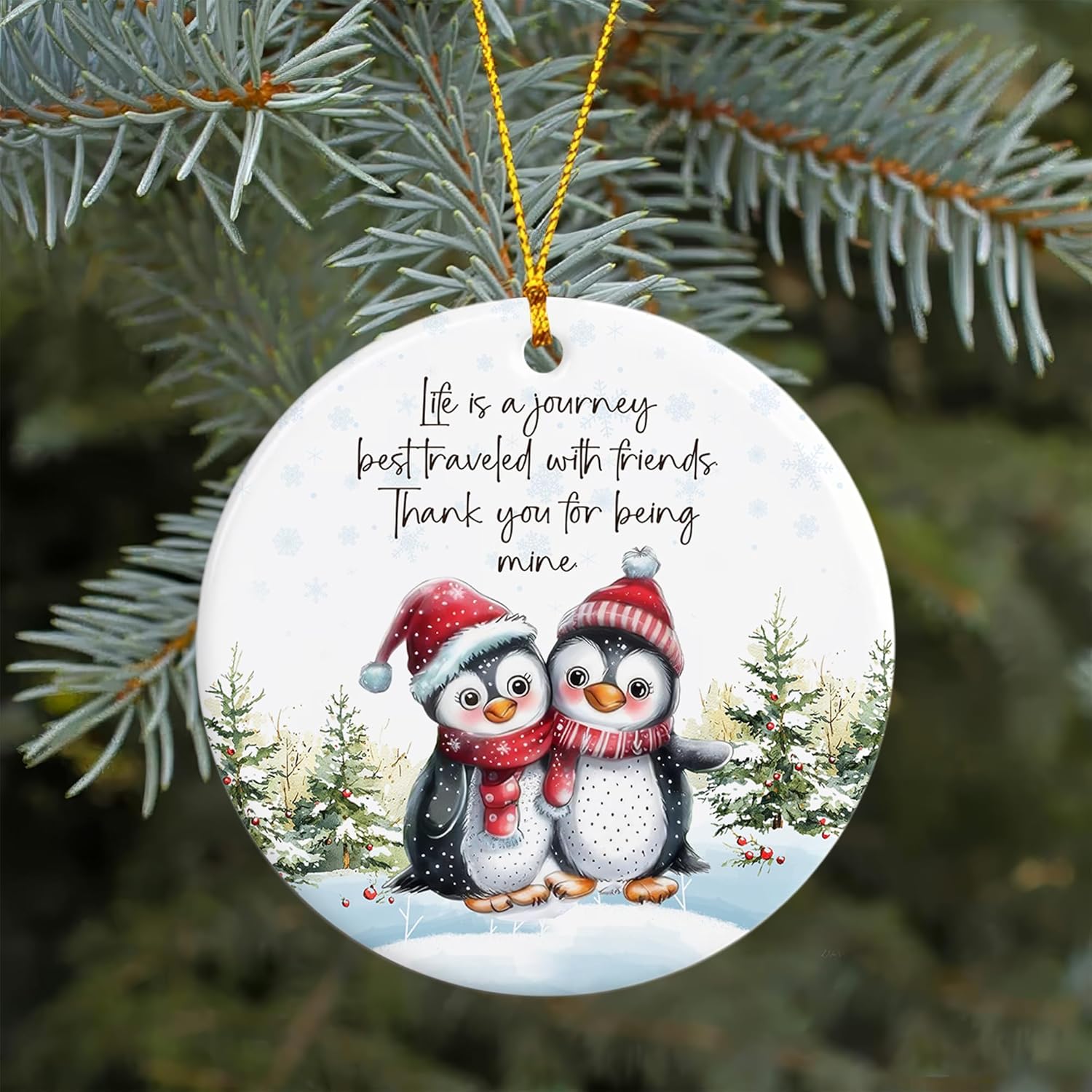 Friendship Christmas Ornament – Cute Penguin Ornament for Best Friends – Holiday Tree Decoration, Gift Exchange Keepsake, Best Friend Ornament for Women, Thank You (L-1) - Image 7