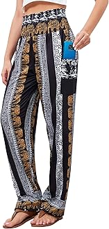 QIANXIZHAN Women's Harem Pants, High Waist Yoga Boho Trousers with Pockets