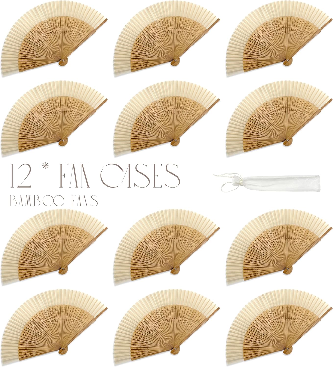 Bamboo Hand Fans for Women Foldable：Yolease Folding Fan Handheld Bulk Portable Small Chinese Fans for Wedding Guests Party Favors for Birthday Party Decorations Baby Bridal Shower Church Events