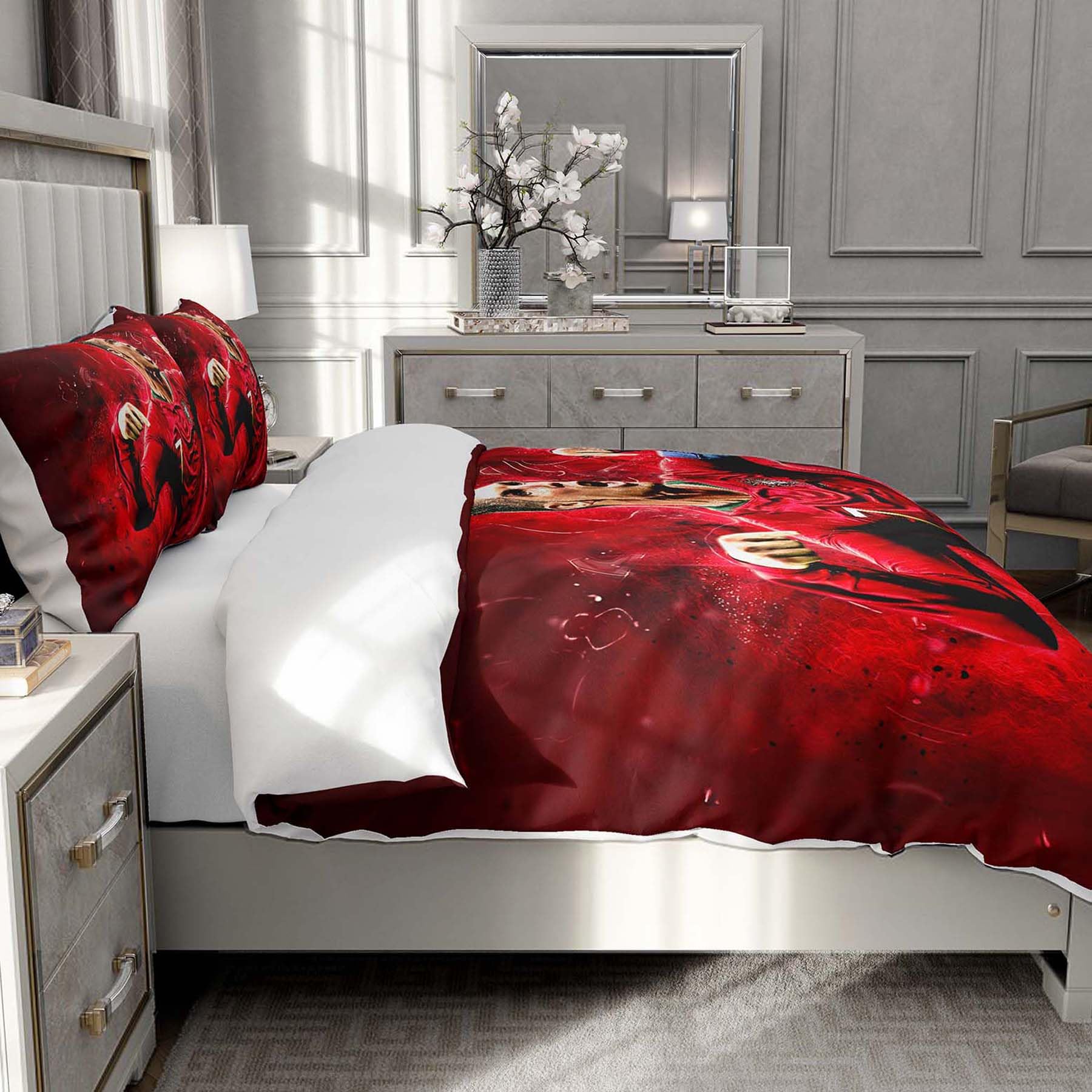 Fussball Bettwäsche 135x200 cm + Reißverschluss Kissenbezug 80×80 cm Jungen Fußballsta Bettwäsche Deckung Set Weich Mikrofaserbettwäsche
