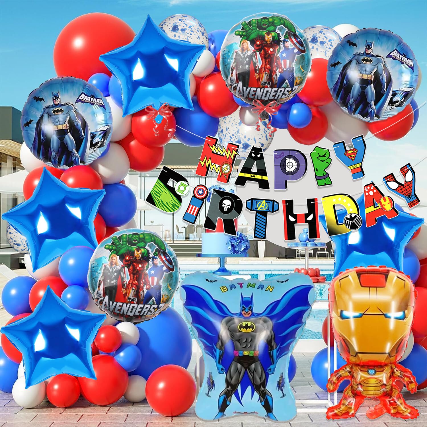Rozi Decoration Super Hero Theme Birthday Decoration Items Set of 73 Pcs Superman Birthday Decoration Items | Avengers Theme Birthday Decoration | Batman Birthday Theme Decoration