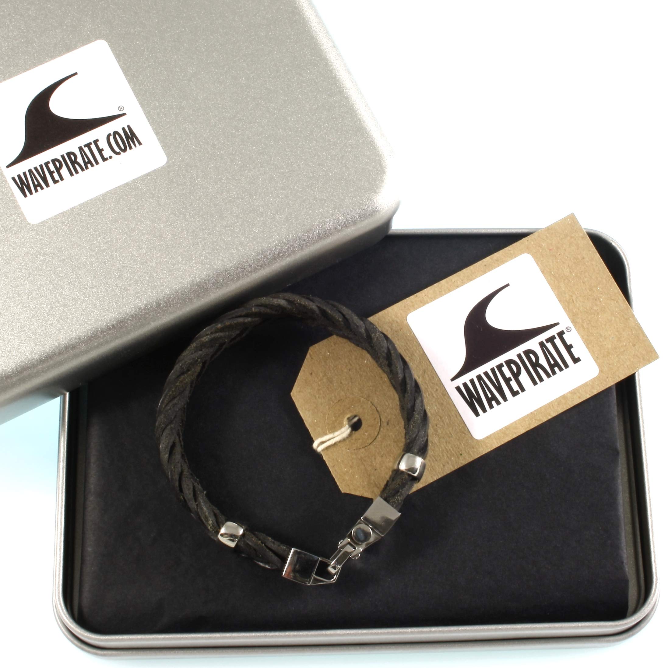 Echt Leder-Armband TURN F15 Schwarz Herren-Armband Männer-Armband Geschenkbox Magnetverschluss Edelstahl