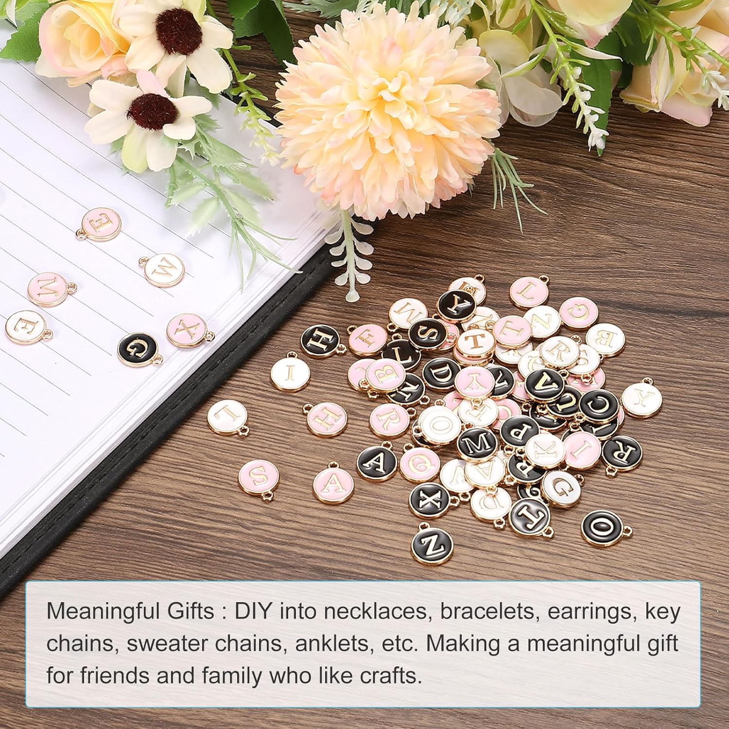 MECCANIXITY Alphabet Enamel Letter Charm Pendant for Jewelry Making, Bracelet Craft - Image 5