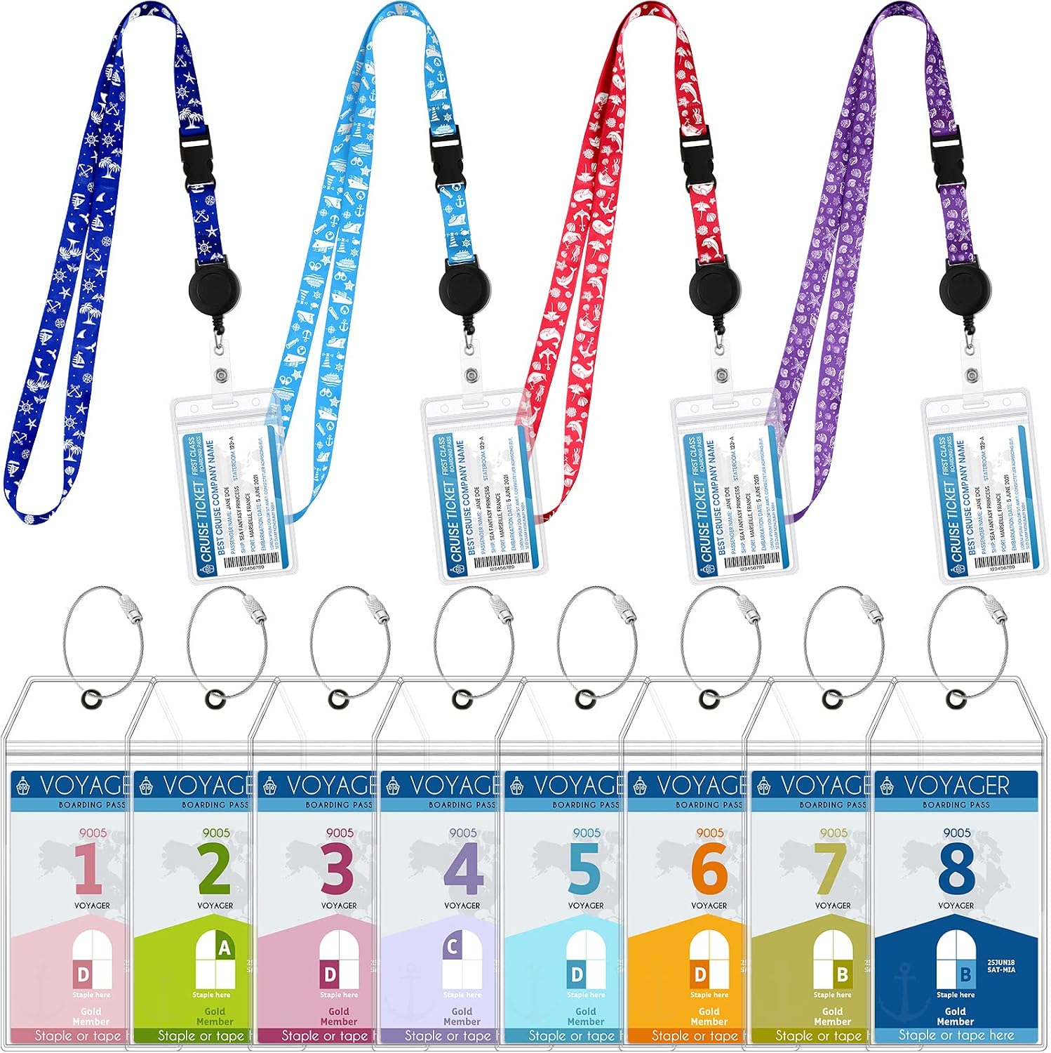 Saintrygo 12 Pack Cruise Lanyards for Ship Card Retractable Badge Reel Waterproof Cruise Luggage Tag Holder Essentials Must Haves for Celebrity Ticket(Fresh)