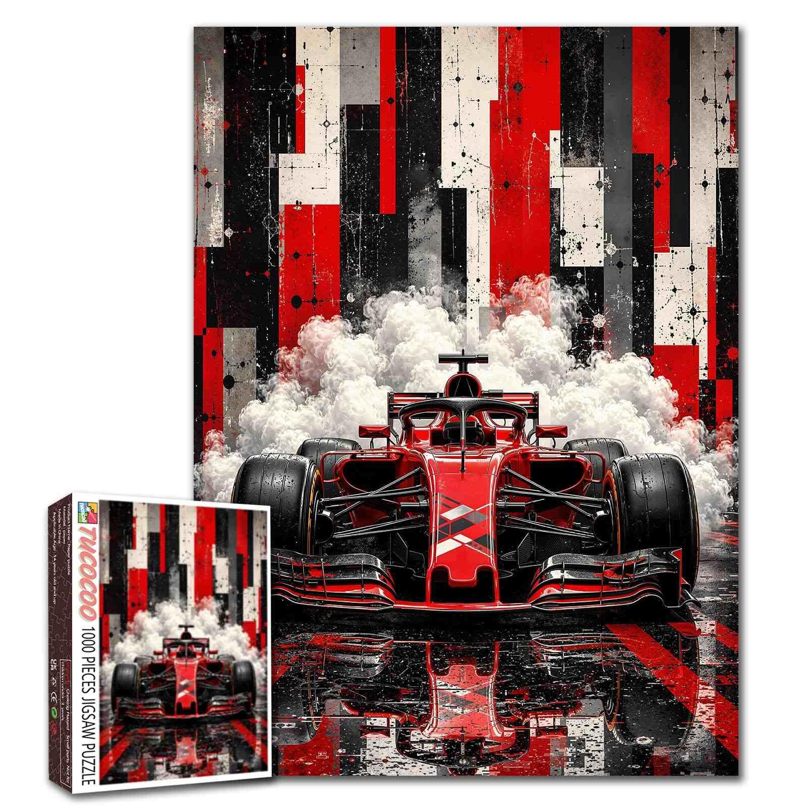 Racing Car Jigsaw Puzzles for Adults 1000 Pieces Dramatic Red Formula Race Car Wet Track Reflections Family Activity Games Motorsport Wall Decor Craft 19.7 x 27.6 Inch5.