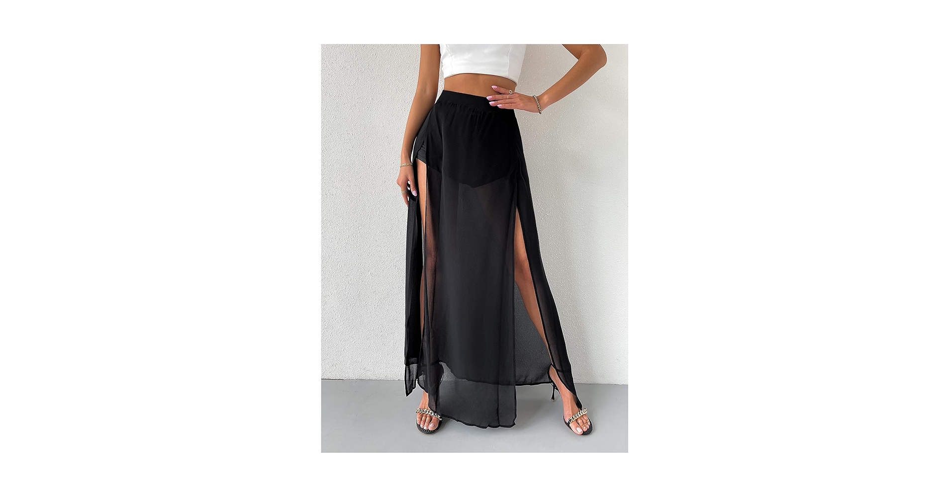 Amazon.com: TIMEKE Women's Long Skirt Solid Slit Thigh