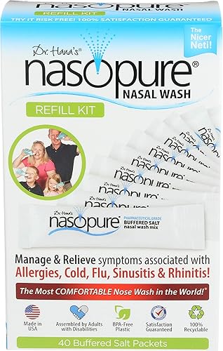 Nasopure, kit de recambio de lavado nasal paquetes de solución salina, 0.13 oz