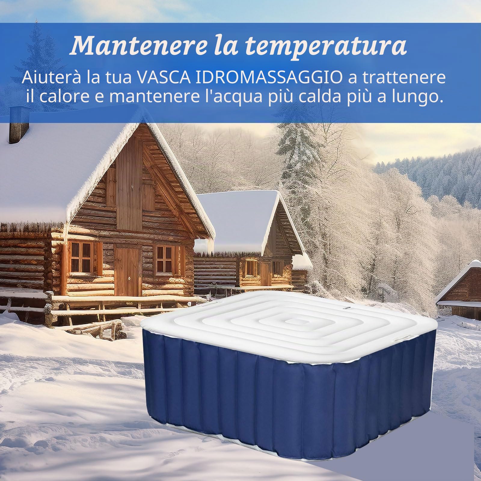 Coperchio di Vasca Idromassaggio Gonfiabile, 165 cm Coperchio Gonfiabile per Spas, Accessori per Vasca Idromassaggio per Piscine, Antivento e Antipioggia, Adatto Piscina Idromassaggio