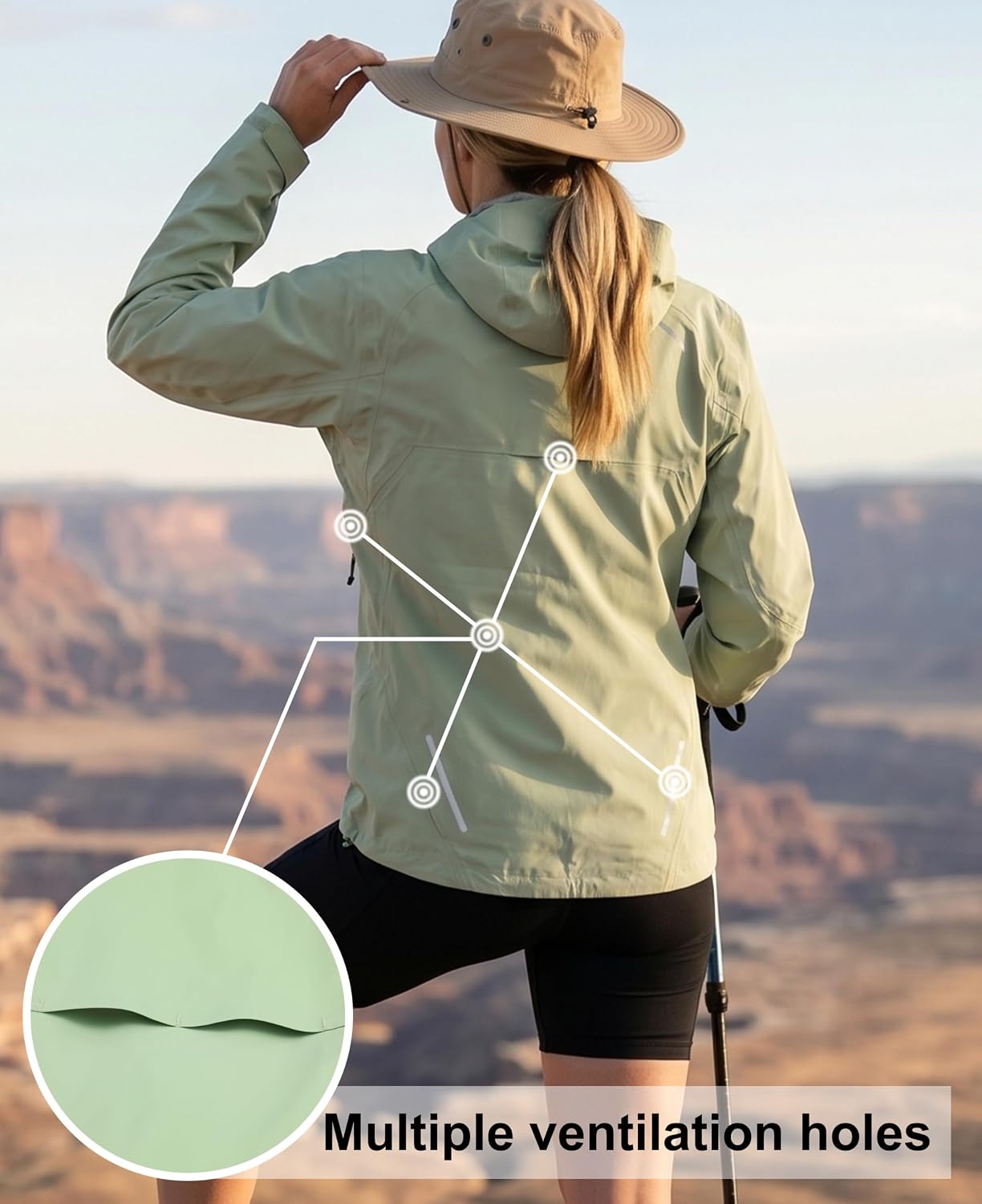 REVIXEDGE Women's Packable Rain Jacket 3-Layer Waterproof PFAS-Free Hiking image 5