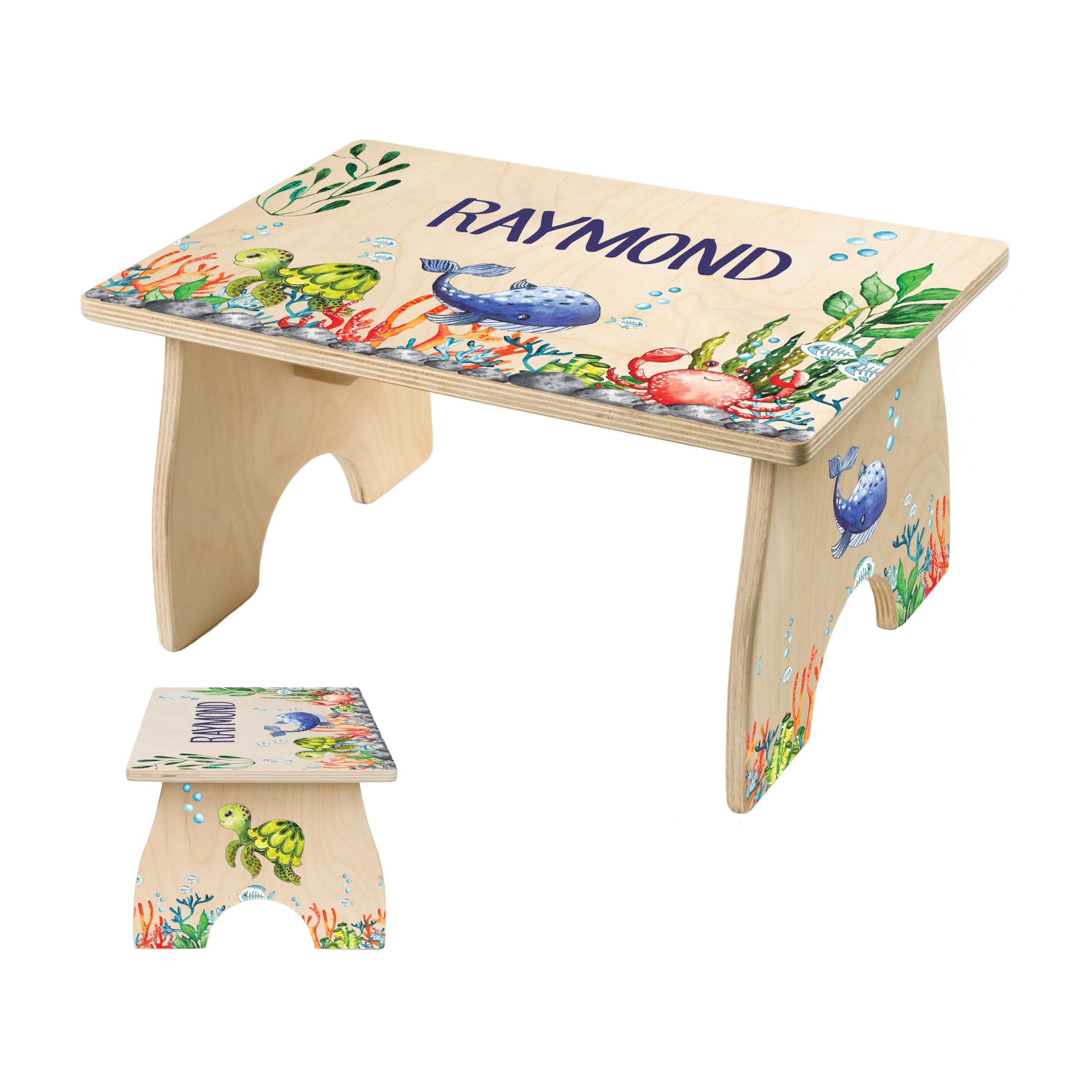 Step Stool for Toddlers- Personalized Wood Kids Step Stool with Name for Kitchen Sink, Bathroom, Potty Training, Toilet, Kitchen Sink- Sturdy and Safe