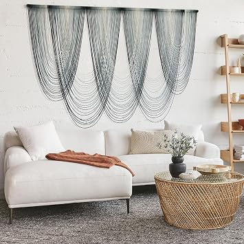 Macrame Wall Hanging Blue Dip Dyed Boho Tapestry Fiber Wall Art 57"W*41"L | Cotton Cord, Boho Home Decor, Bohemian Style, Room Decor, Entryway Decor, Office Decor, Housewarming Gift