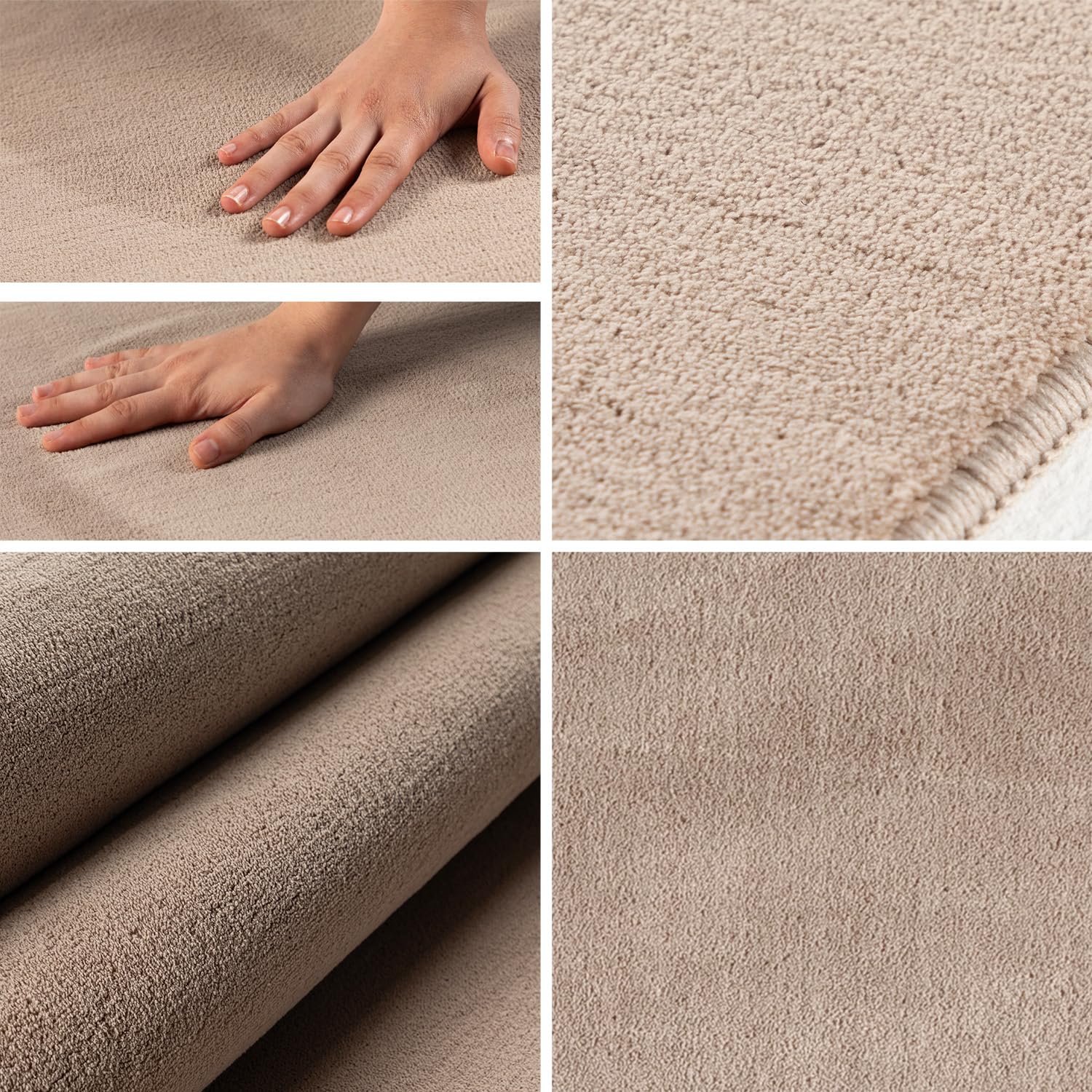 Carpetsale24 Waschbarer Teppich Rund 160 cm Beige Einfarbig Kurzflor Modern Weich rutschfest Pflegeleicht Maschinenwaschbar für Wohnzimmer Schlafzimmer Esszimmer