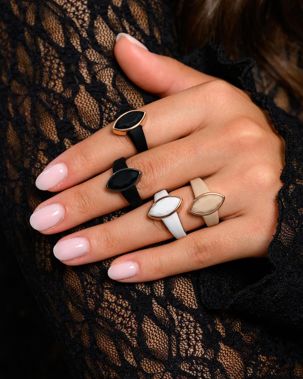 Rinfit Womens Silicone Ring with Stainless Steel - Marquise Rubber Wedding Bands - Patent Pending Design - Image 9