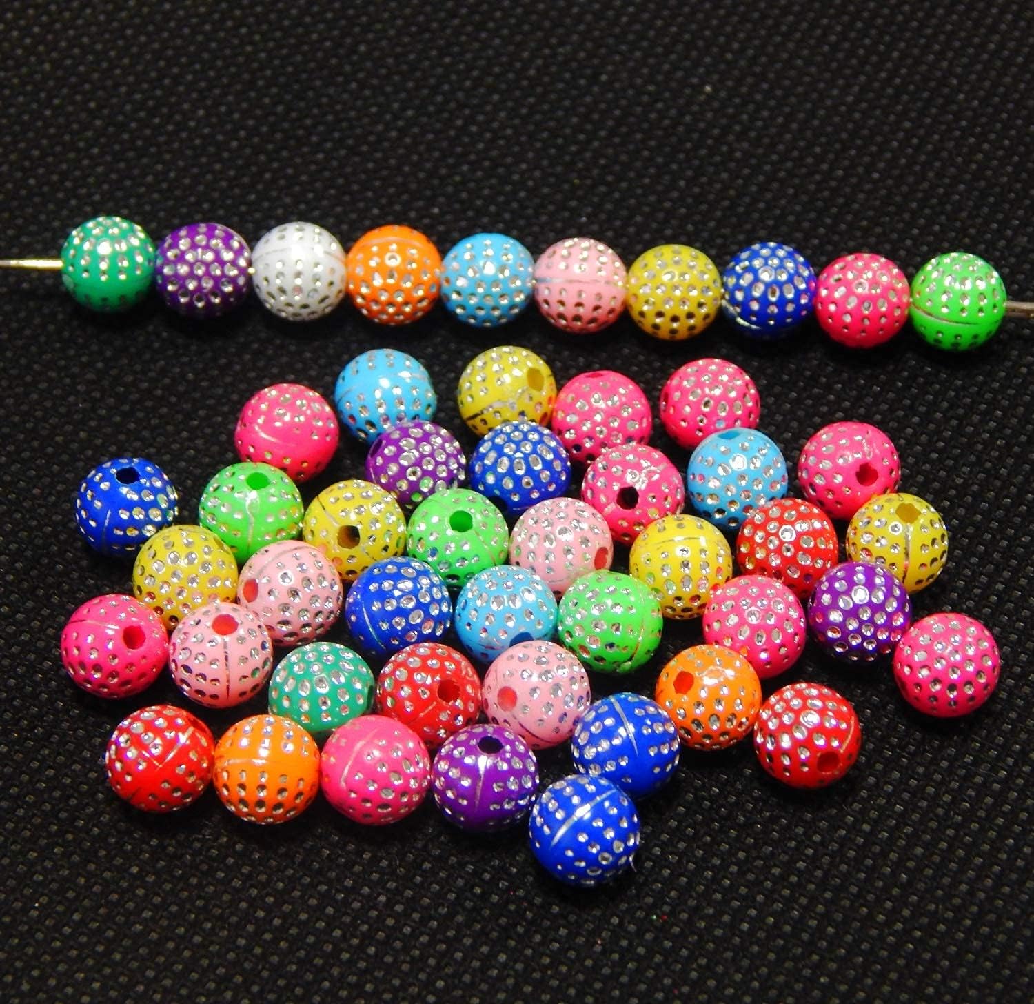 Perlin - 400 Multicolor Acrylic Round Plastic Beads with Rhinestones, 5 mm, Luxury Craft Beads for Jewellery Making DIY R231 x2 - Image 4