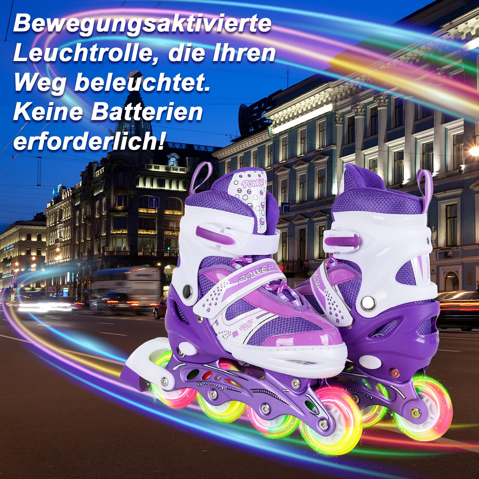 JIFAR Inliner Kinder,Verstellbare Beleuchteten inliner Damen Herren 30-33 34-37,Inline Skates Mädchen Jungen Rollschuhe Kinder Größenverstellbar