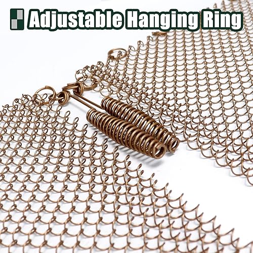 Miniatura 4 de Flehomo Cortina de malla para chimenea de 20 x 24 pulgadas, cortina de repuesto para chimenea, cadena decorativa de protección contra chispas,