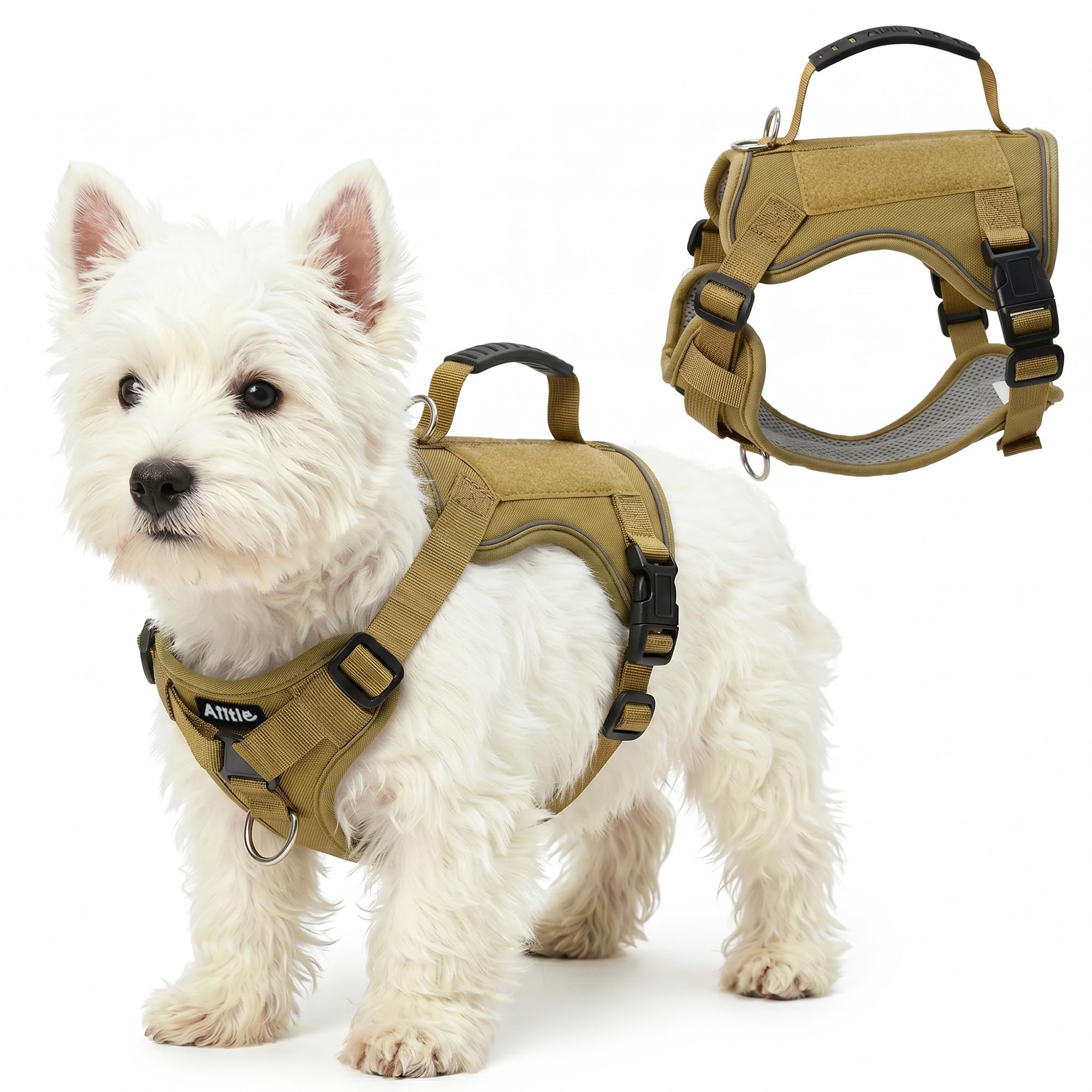 AIITLE No Pull Dog Vest Harness with Soft Handle for Medium Dogs, Khaki M