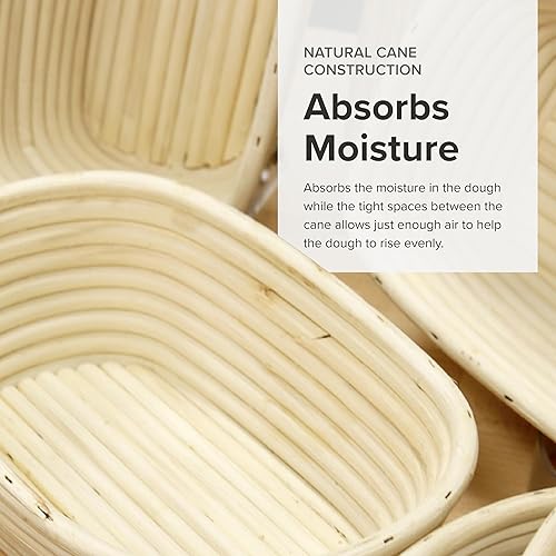 Miniatura 4 de Frieling Cesta rectangular a prueba de pan con forro – Cesta de algodón para masa madre (10 x 7 pulgadas, caña natural)