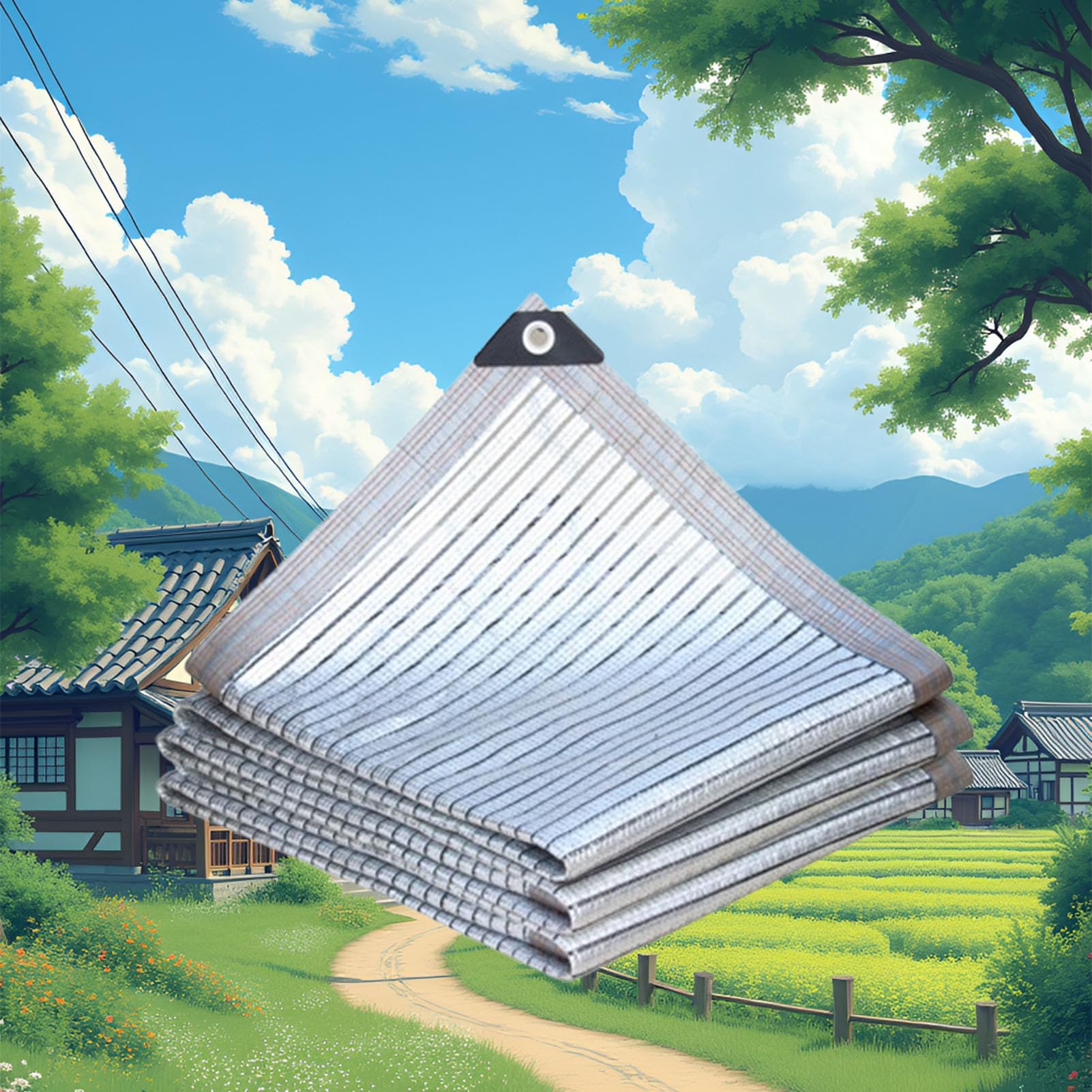 Malla de sombreado reflectante de 4m x 6m con protección UV para jardines y patios