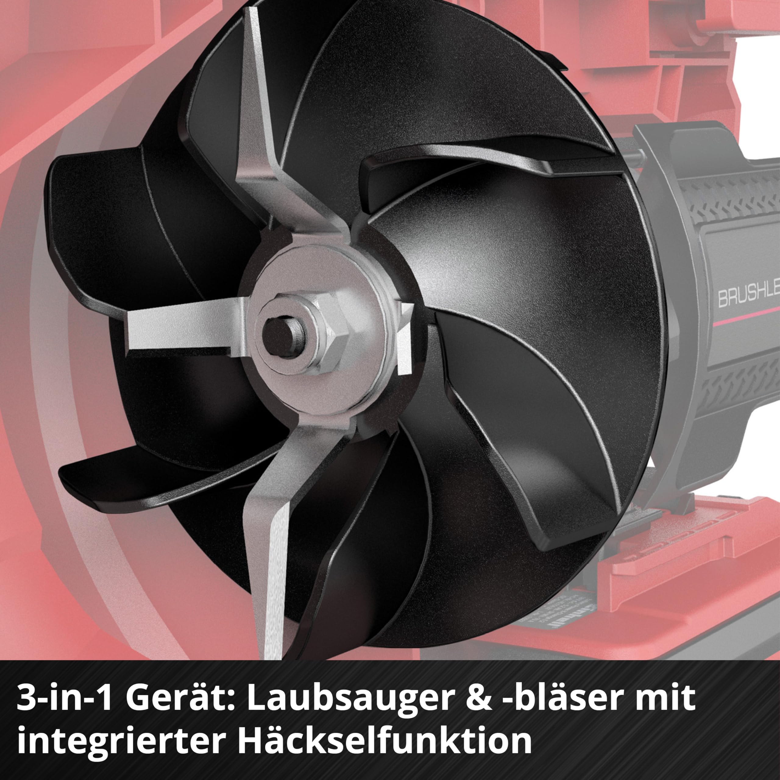 Einhell Akku-Laubsauger VENTURRO 18/210 Power X-Change (18 V, Saugleistung 500 m³/h, Fangsack 45 L, Blasfunktion bis 210 km/h, inkl. 4 Ah Akku & Ladegerät) Schwarz,Rot