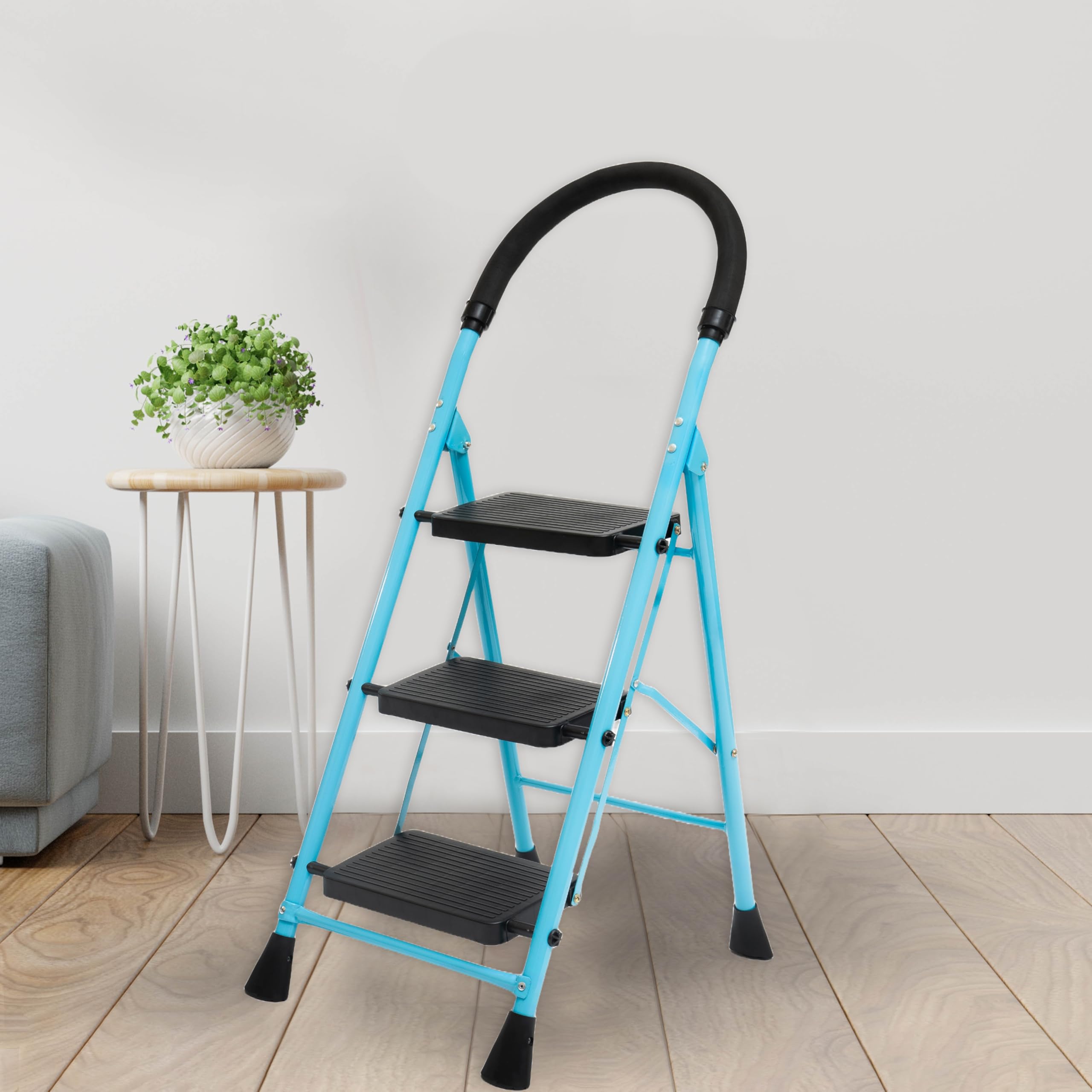ZOLMIX Premium Steel Ladder, Stairs for Home, Foldable 3 Step Ladder, Sidi, Safety Clutch Lock, Anti Slip Steps, Knee Guard, Firm Grip, Anti Skid, Durable, Heavy Duty, Lader 5 Years Warranty - Blue (B0DFK155K4) Amazon Price History, Amazon Price Tracker
