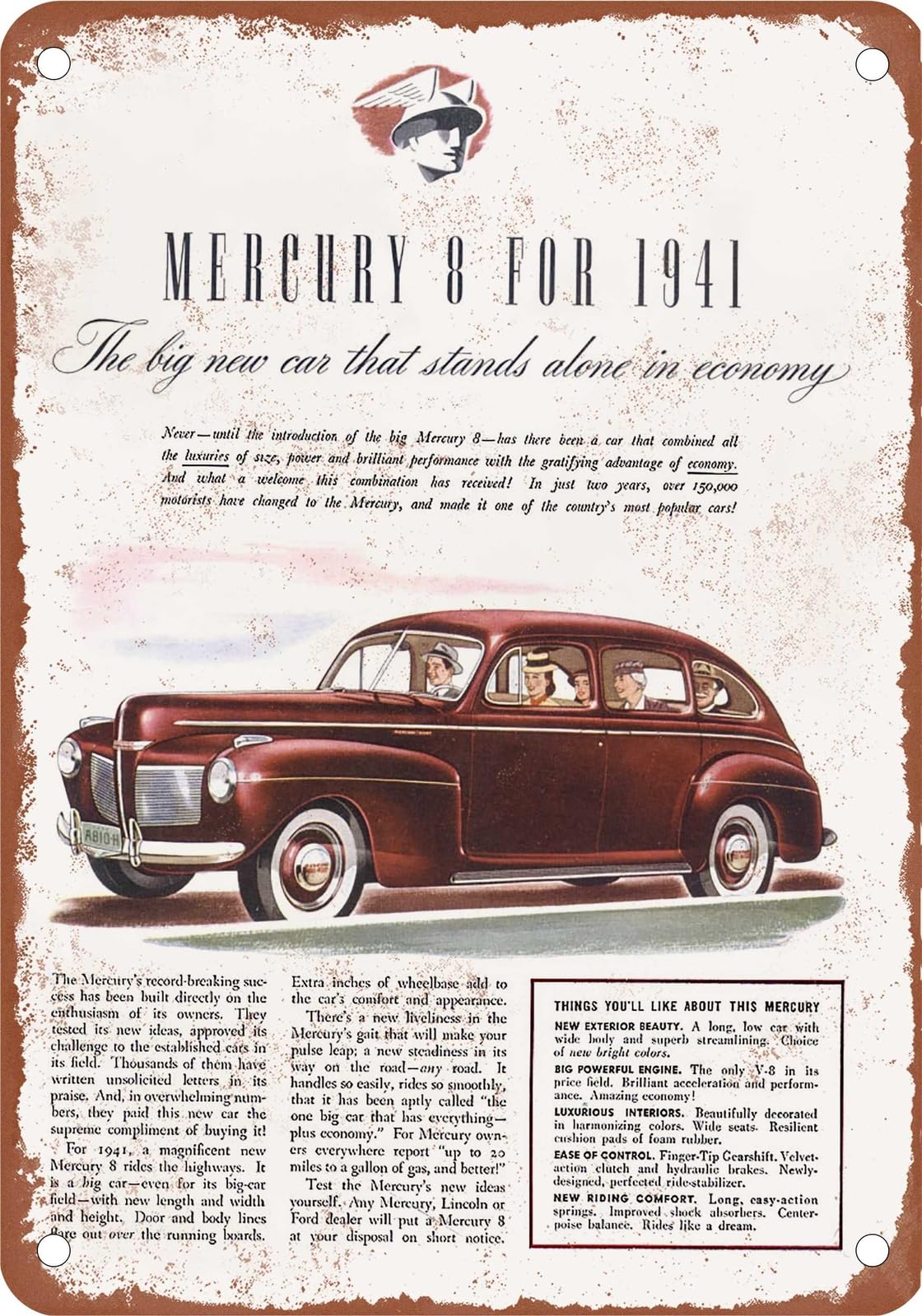 Miaomansenstore Metal Sign - 1941 Mercury Vintage Ad 02 - Old Retro Rusty Look Home Decor