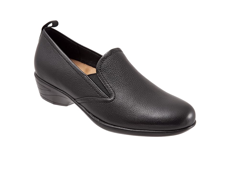 Trotters Reggie (Black Leather) Women's Shoes INTERNATIONAL SHIPPING