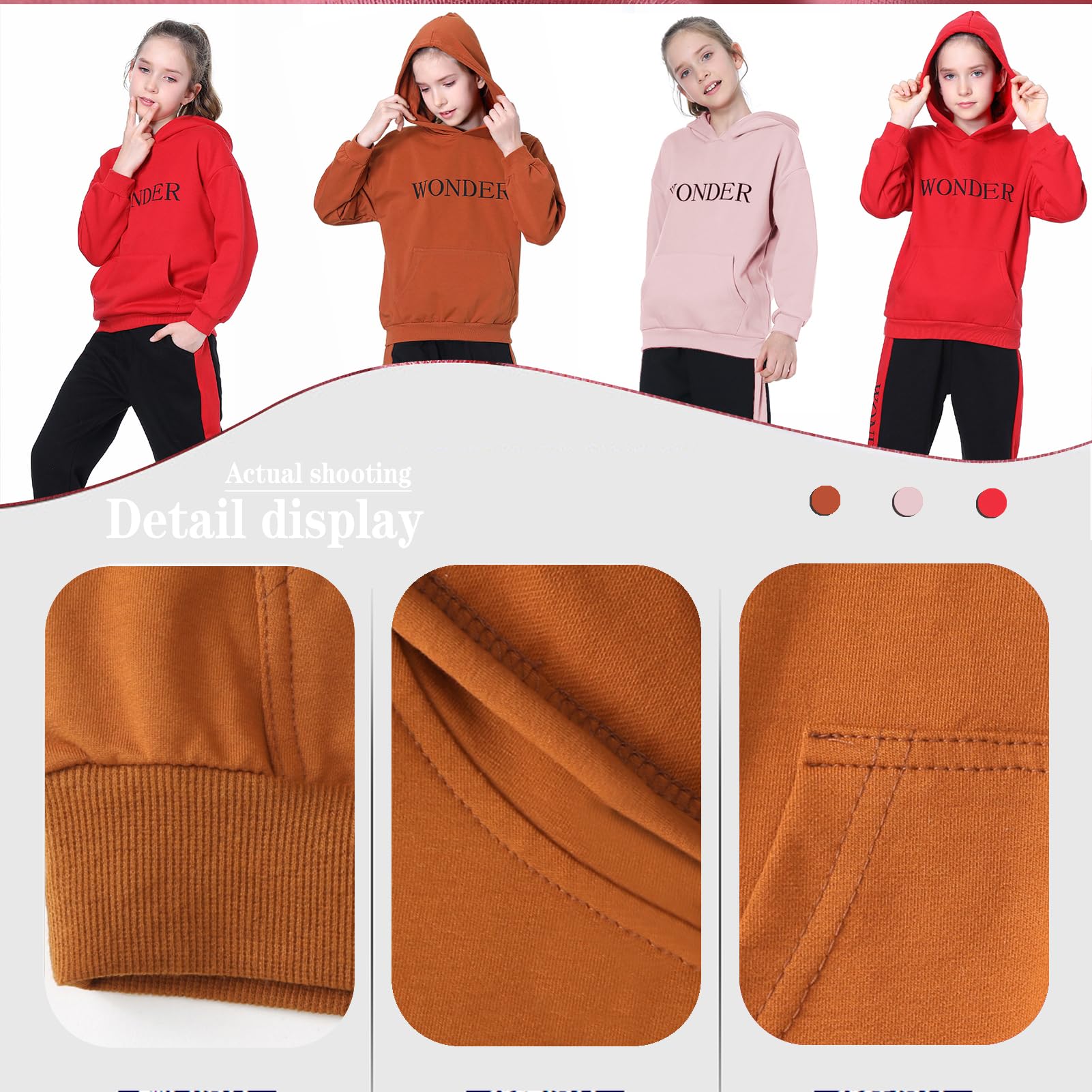 Tuta Sportiva Ragazza Set 2 Pezzi Felpa con Cappuccio e Pantalone Tuta Abbigliamento Sportivo per Primavera Autonno Inverno