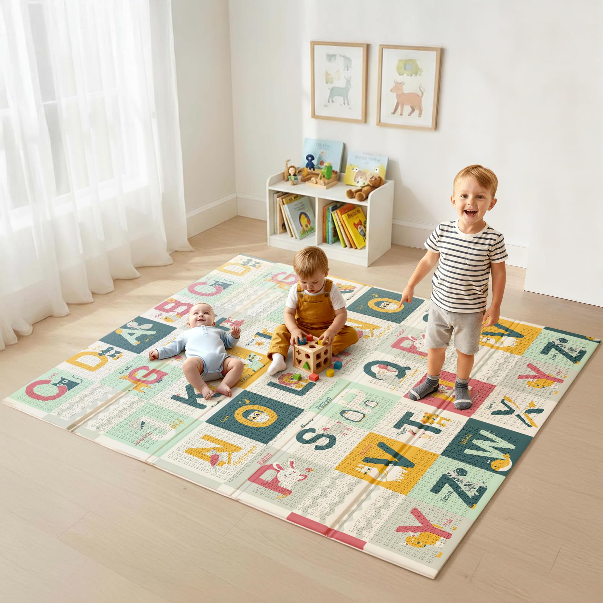 Extra Large Baby Play Mat – 71 x 59 Foam Baby Mat for Floor, Reversible Design, Waterproof & Easy to Clean Foldable Play Mat for Babies and Toddlers