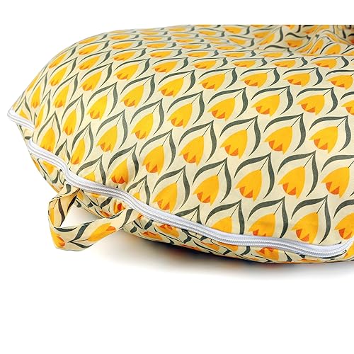 Miniatura 3 de IBraFashion Funda extraíble para tumbona de recién nacido, funda de almohada de lactancia, suave y cómoda para tumbona Boppy (dorado, flores