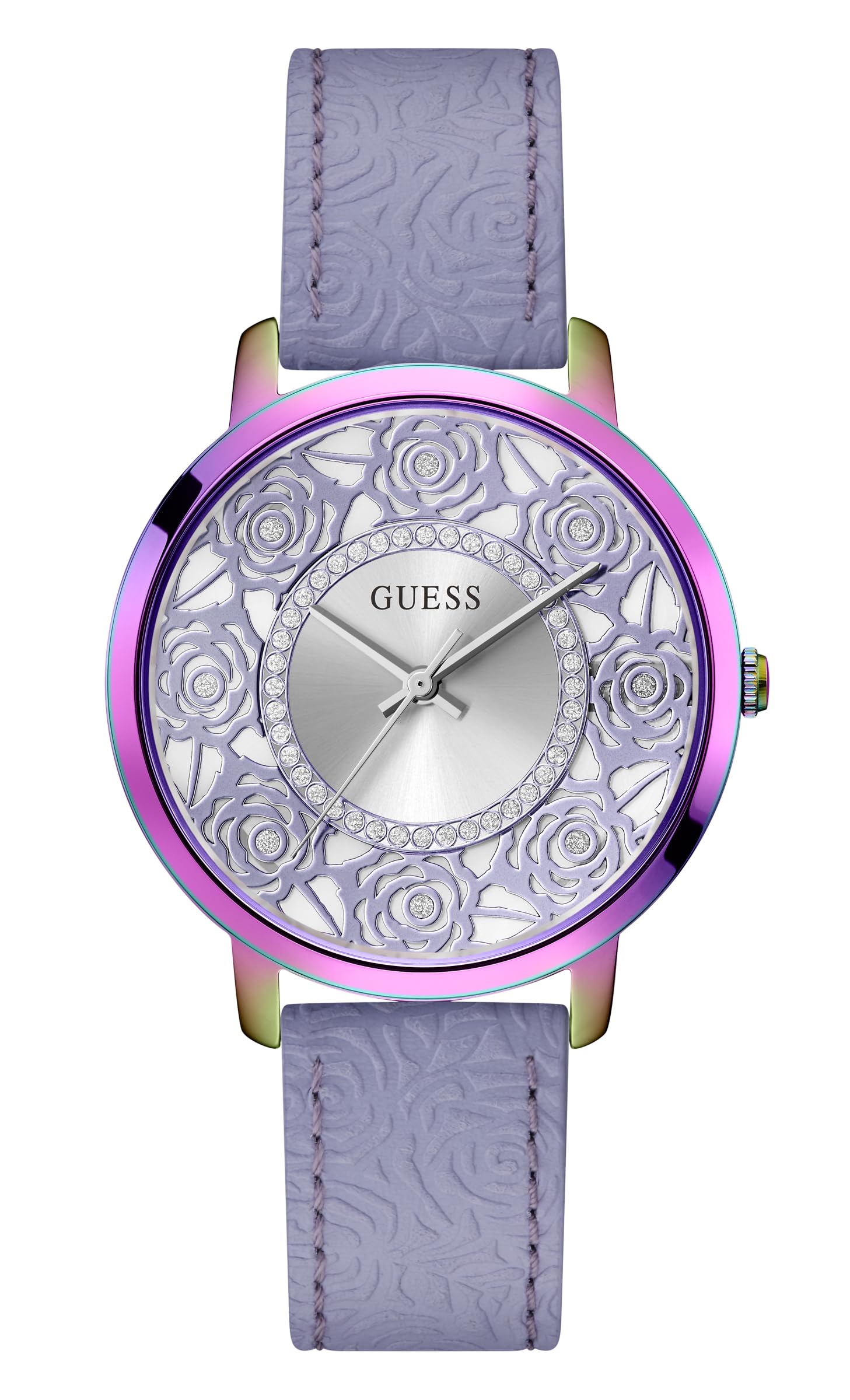 GUESS Leather Analog Silver Dial Women Watch-Gw0529L4, Purple Band (B0BN8PD7K1) Amazon Price History, Amazon Price Tracker