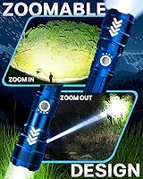 Vista 4 de Victoper Linternas LED azules, linterna táctica recargable de alto lumen y superbrillante, 5 modos, enfoque ajustable, impermeable, luces de flash