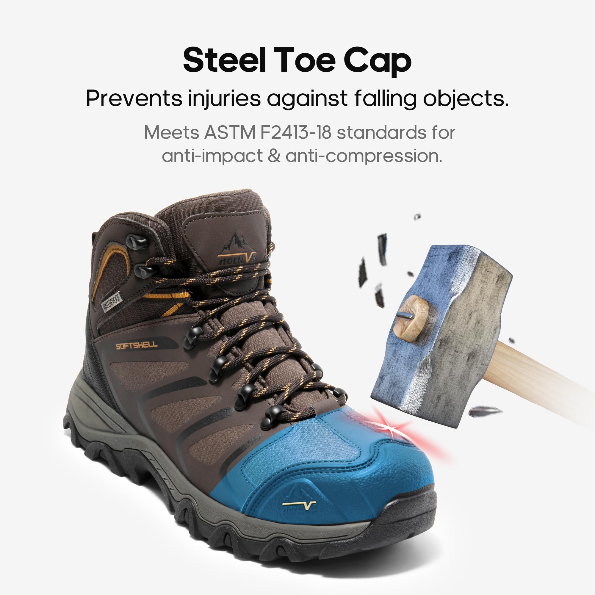 NORTIV 8 Waterproof Work Boots for Men Steel Toe Safety Construction Boots