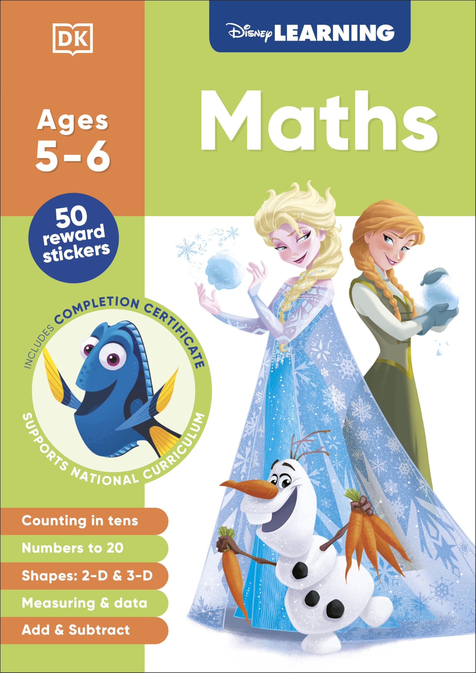 Disney Learning Maths (Ages 5-6): Year 1 KS1 Counting, Measuring, Add & Subtract Workbook for Kids, Aligned with National Curriculum