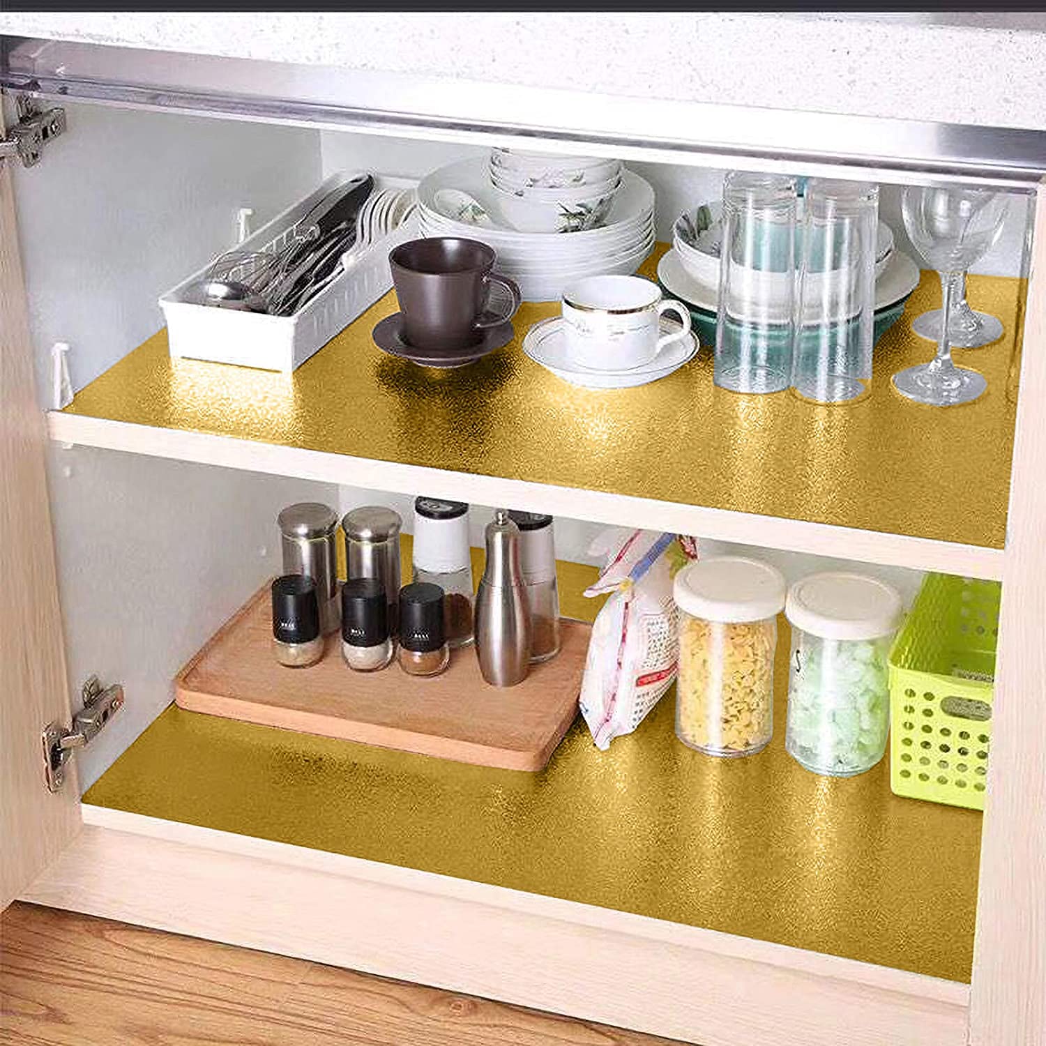 tgopit Kitchen Wall Stove Aluminum Foil Oil-Proof Stickers Anti-fouling High-Temperature Self-Adhesive Croppable Wallpaper(Gold-2 M) 4