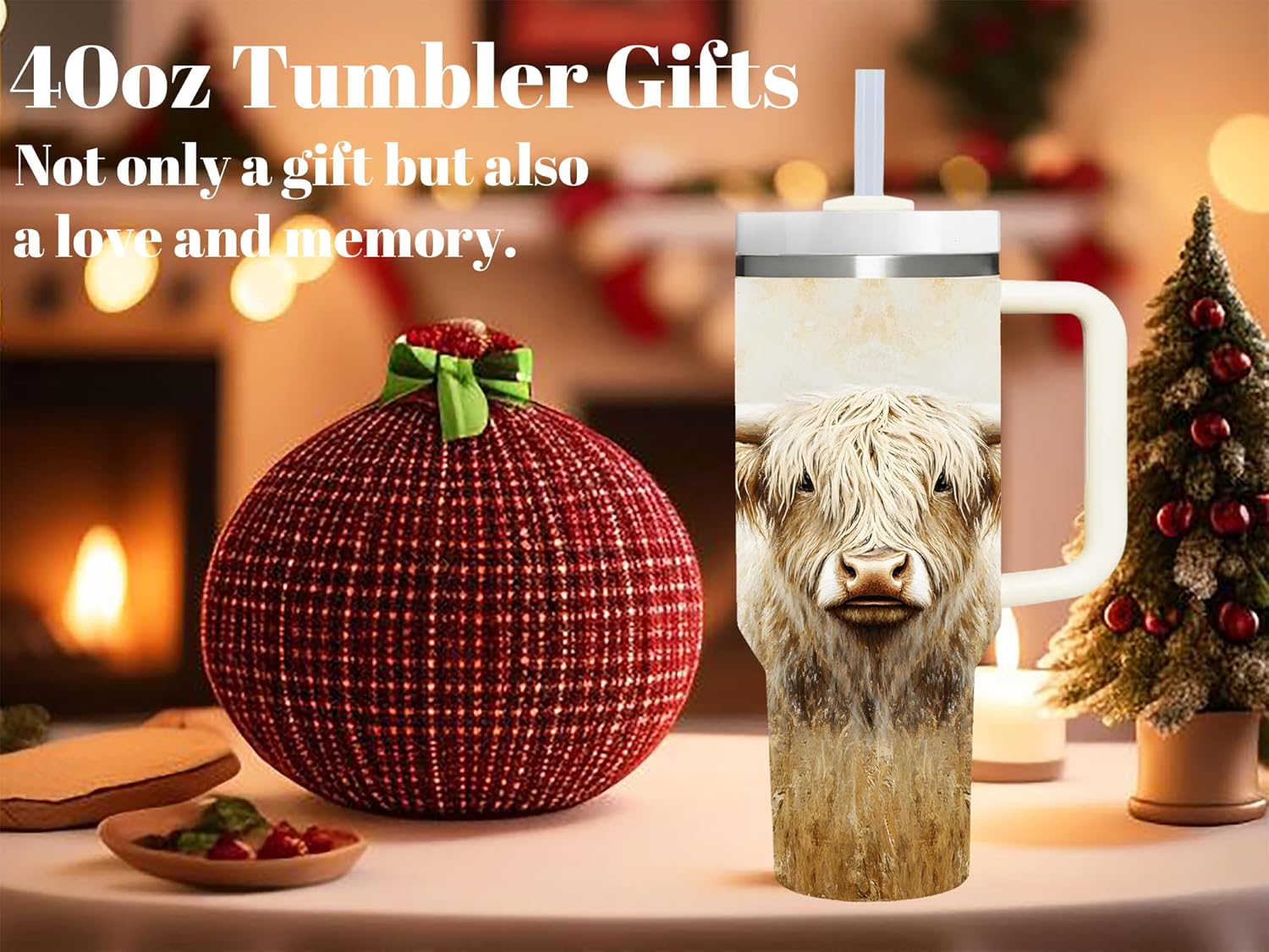 40 OZ Highland Cow Tumbler with Handle.Highland Cow Lover Cup Gift.40 OZ Unique Birthday Christmas HighlandCow Tumblers Gifts for Women Men. - Image 7