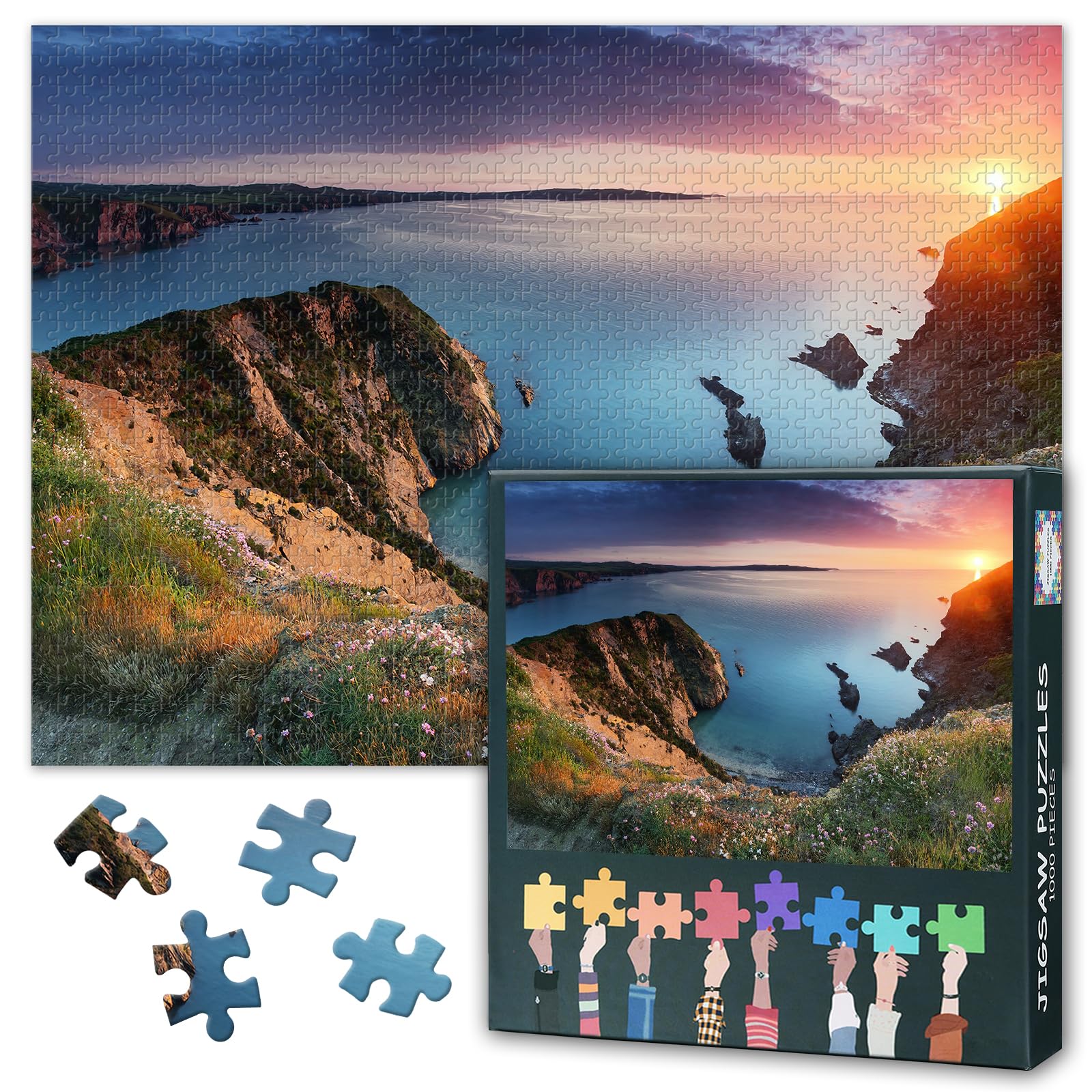 Pembrokeshire Coast Puzzles for Adults 1000 Pieces, England Jigsaw Puzzles, Adult Puzzle for Adults, Educational Fun Games or Toys for Elders Friends 20X27 INCH