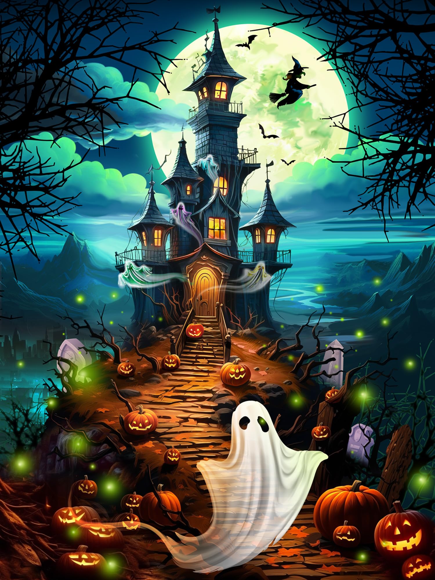 Haunted Hilltop Halloween Jigsaw Puzzle 550 Piece by Vermont Christmas Company - 24" x 18" - Large, Randomly Shaped Pieces