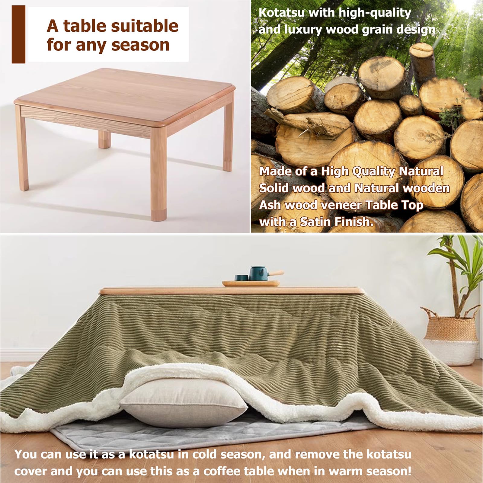 Amazon.com: SUZEPER Japanese Kotatsu Table with Heater and Blanket
