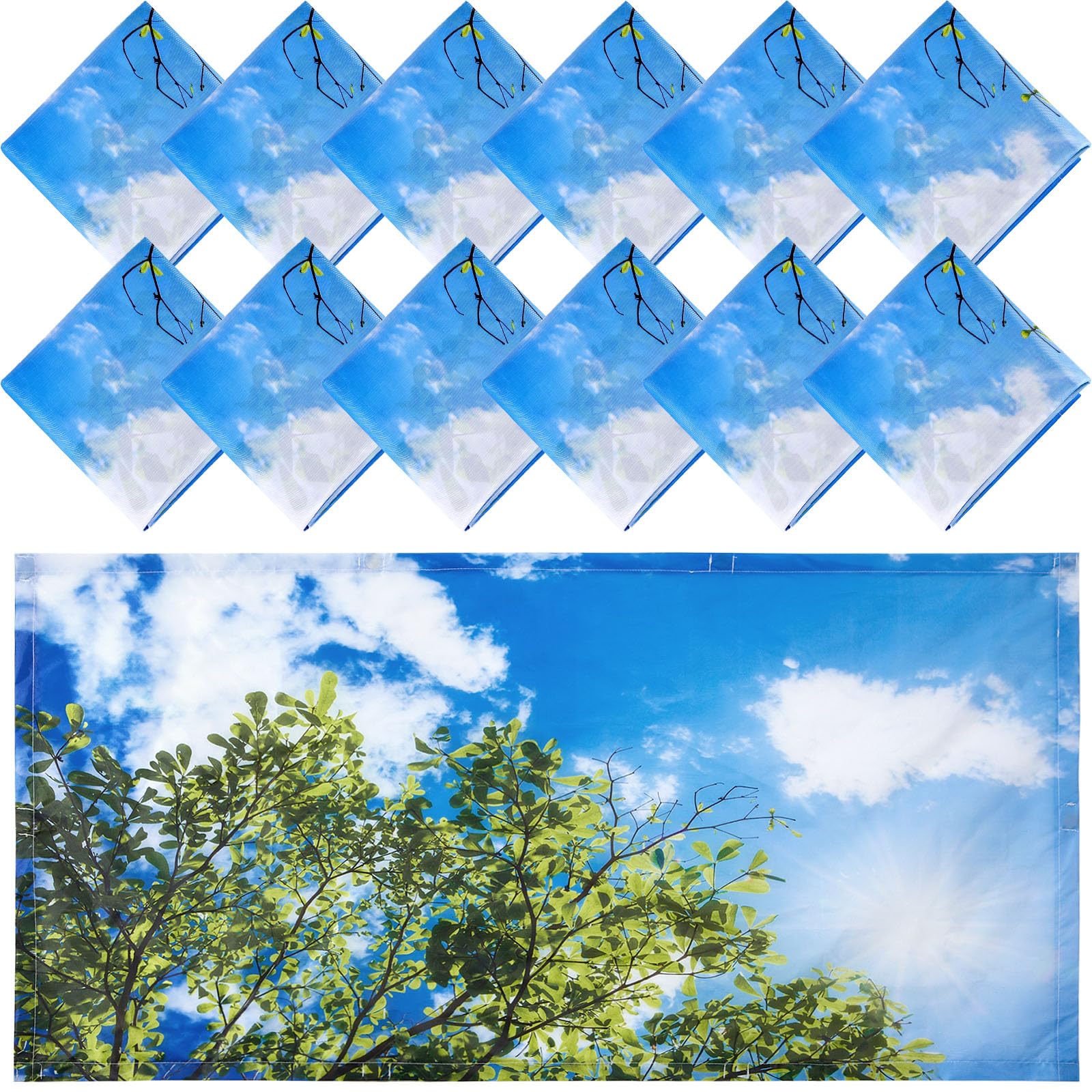 Hortsun 12 Pcs Classroom Fluorescent Light Covers Bulk, Sky and Leaves