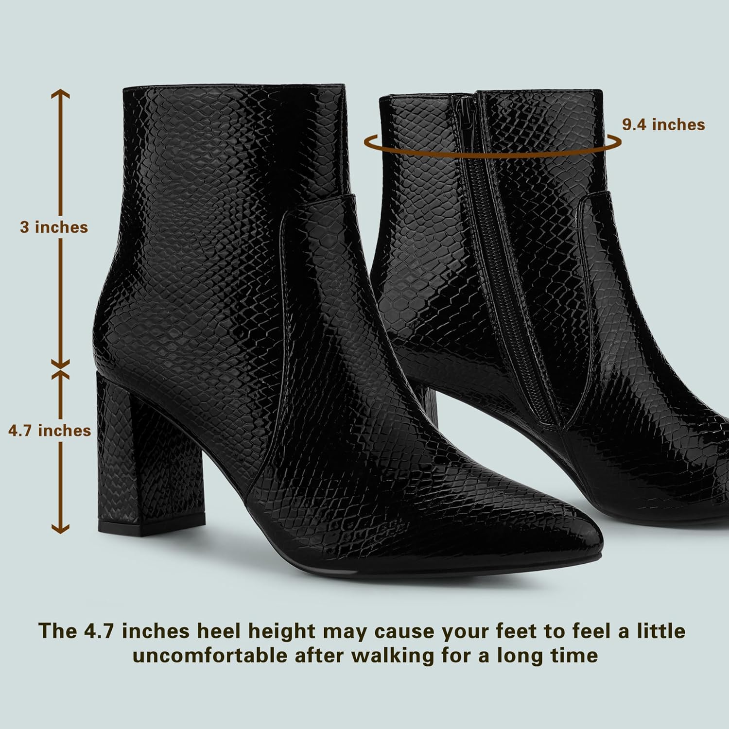 Allegra K Women's Snakeskin Print Boots Halloween Costumes Chunky High Heels Ankle Boots - Image 2