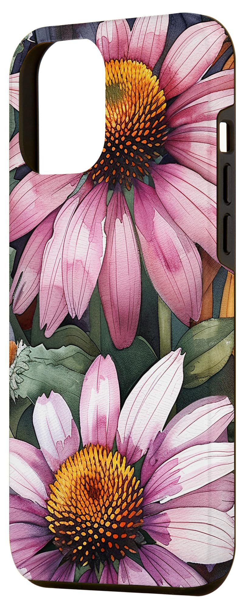 iPhone 14 Plus Echinacea Flower Watercolor Pattern Graphic Case - Image 2