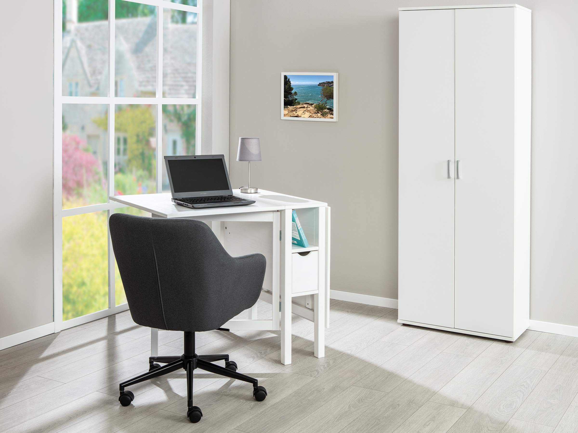 Inter Link – Mehrzweckschrank – Aktenschrank – Allzweckschrank – 2 Türen – Breite:70cm – Tiefe: 34 cm – Höhe: 190 cm – inkl. 5 Einlageböden – Melaminbeschichtet – Arconati – Weiß