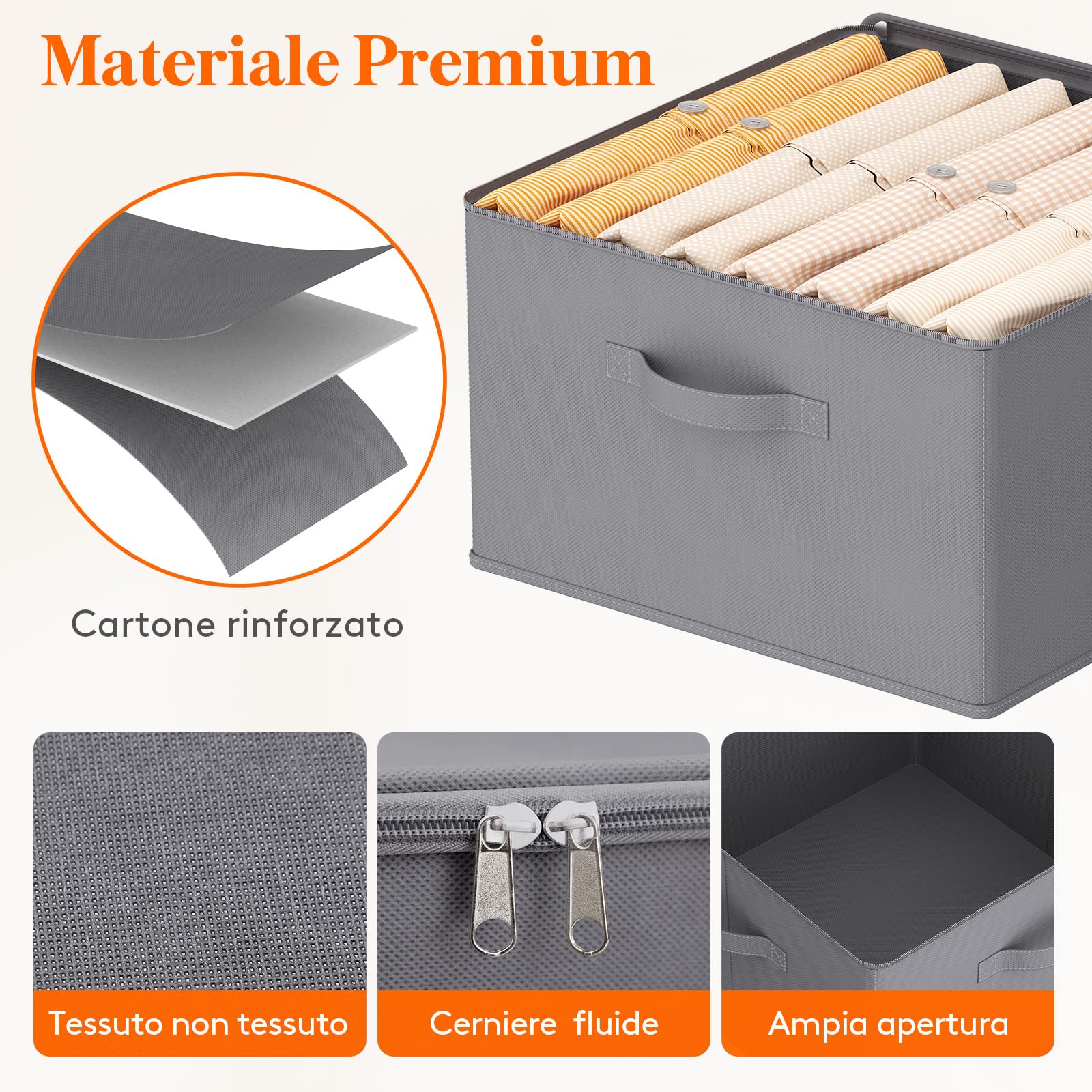 Lifewit Scatole Portaoggetti Tessuto 40L Set di 3, Ceste Portaoggetti con Coperchio, Contenitori per Armadio con Cerniera, Scatole per Armadio Salvaspazio per Vestiti 40×40×25cm, Giocattoli, Grigio