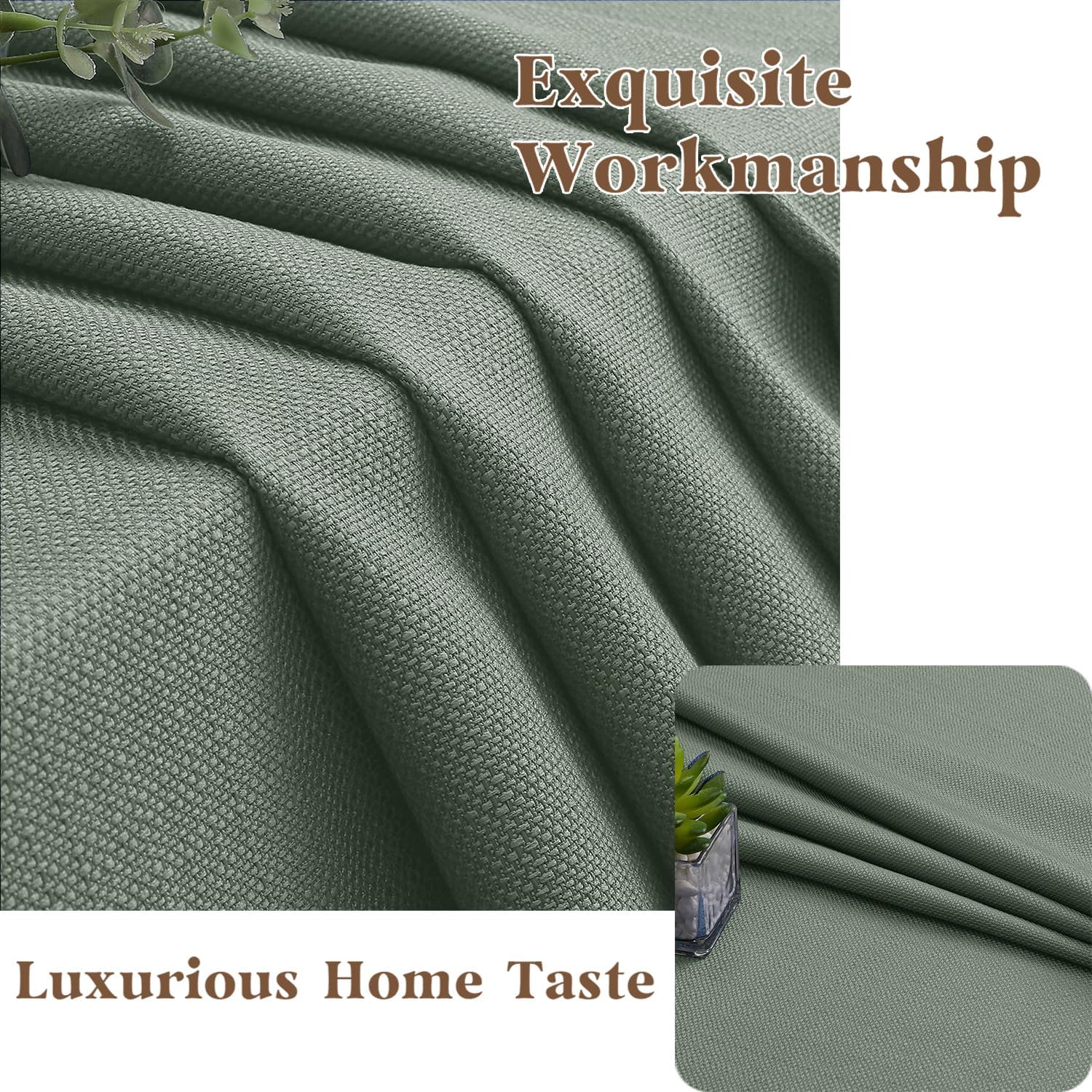 Gwine Sage Green Valance for Windows, Light Filtering Faux Linen Textured Kitchen Valance for Window, Rod Pocket Small Short Curtain for Bathroom Laundry Room Basement, 60Wx14L inch, 1 Piece - Image 8