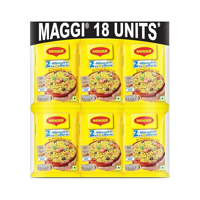 2-minute Instant Noodles, 1.26 kg (18 Pouches x 70g each), Masala Noodles with Goodness of Iron, Made with Choicest Quality Spices, Favourite Masala Taste