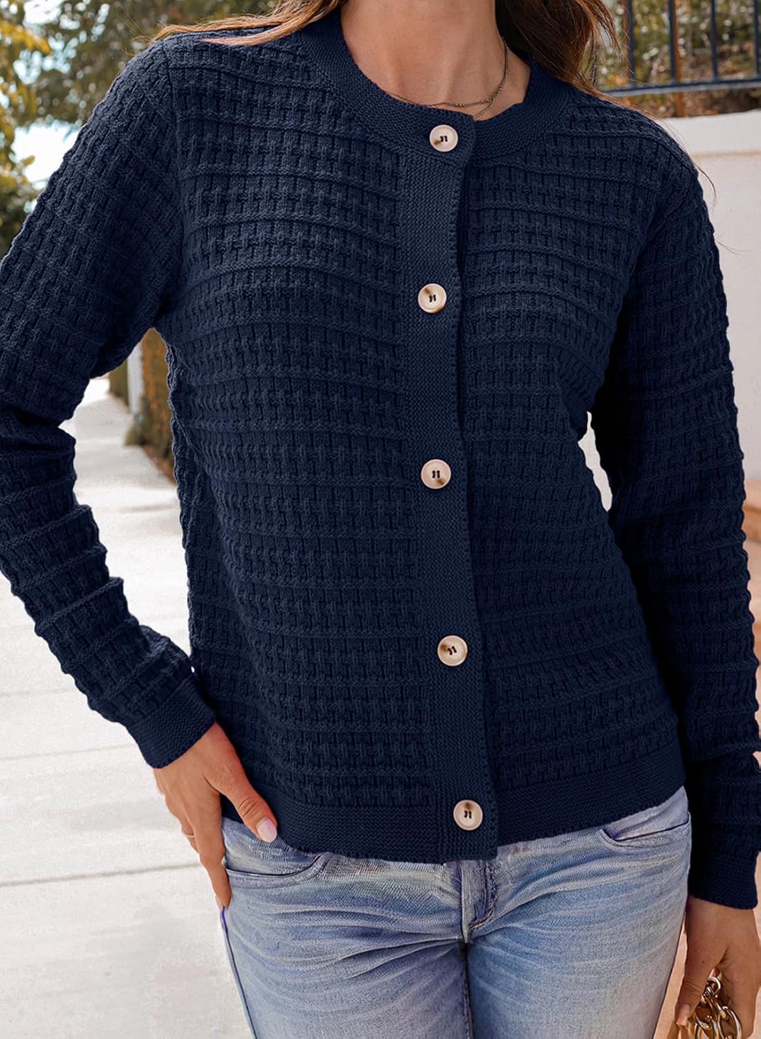 Dokotoo Winter Cardigan Sweaters for Women 2025 Long Sleeve Open Front Button Down Jacket - Image 5