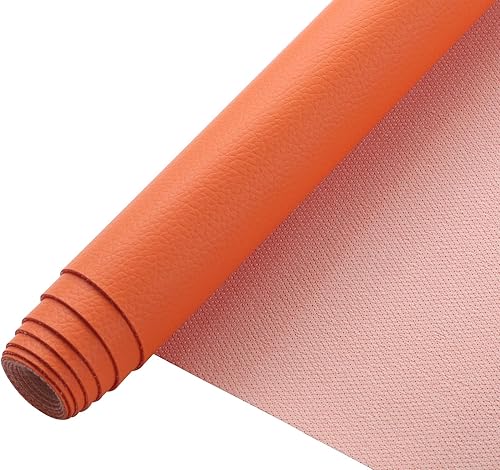 Miniatura 8 de Hojas de piel sintética de color sólido con textura de lichi, 13.8 x 53 pulgadas, rollo de piel sintética suave muy adecuado para hacer