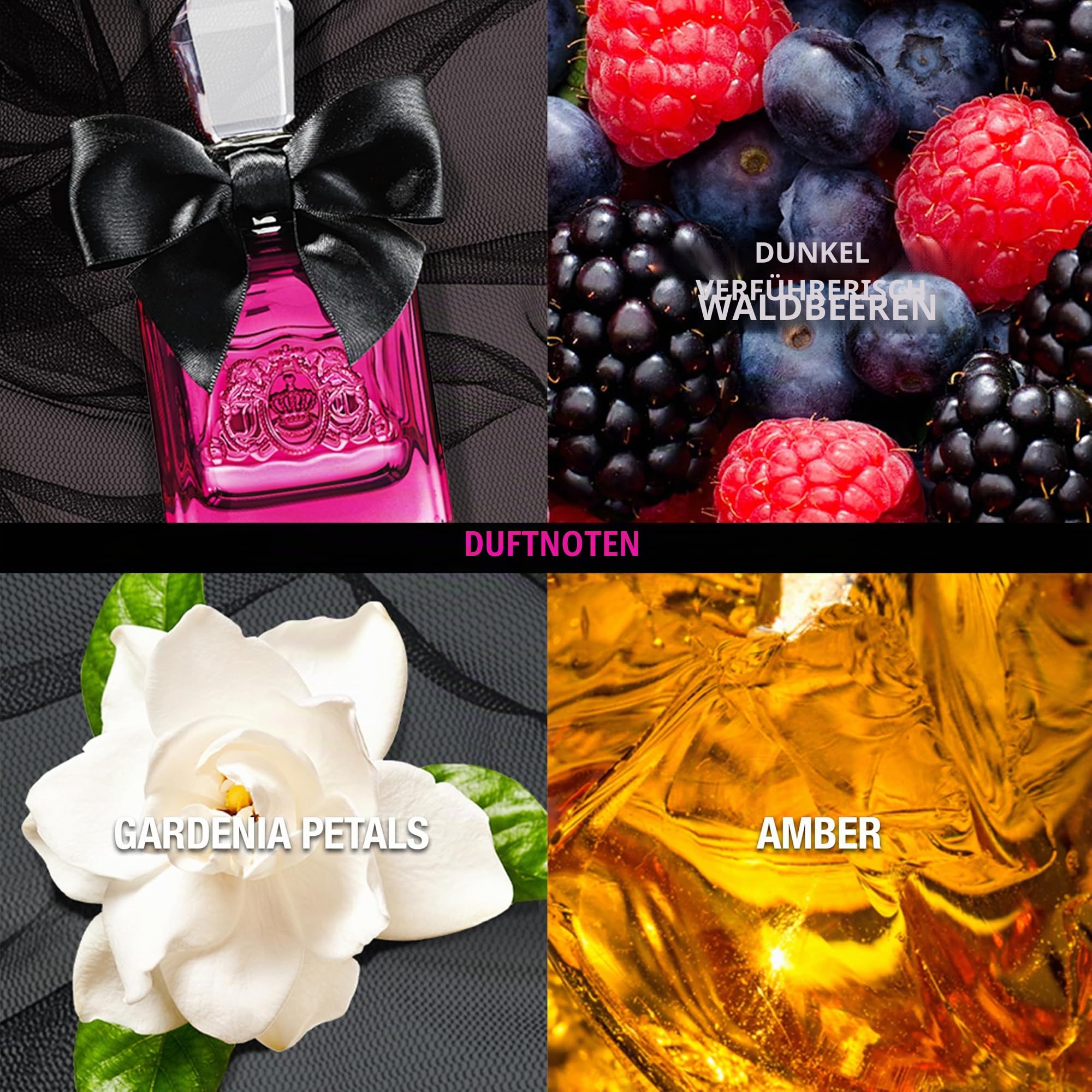 Juicy Couture - Viva La Juicy Noir Eau de Parfum für Damen, fruchtiger Gourmand Amberduft, Beeren, Geißblatt & Amber, Ausdrucksstarkes, sinnliches & fesselndes Eau de Parfum für Damen