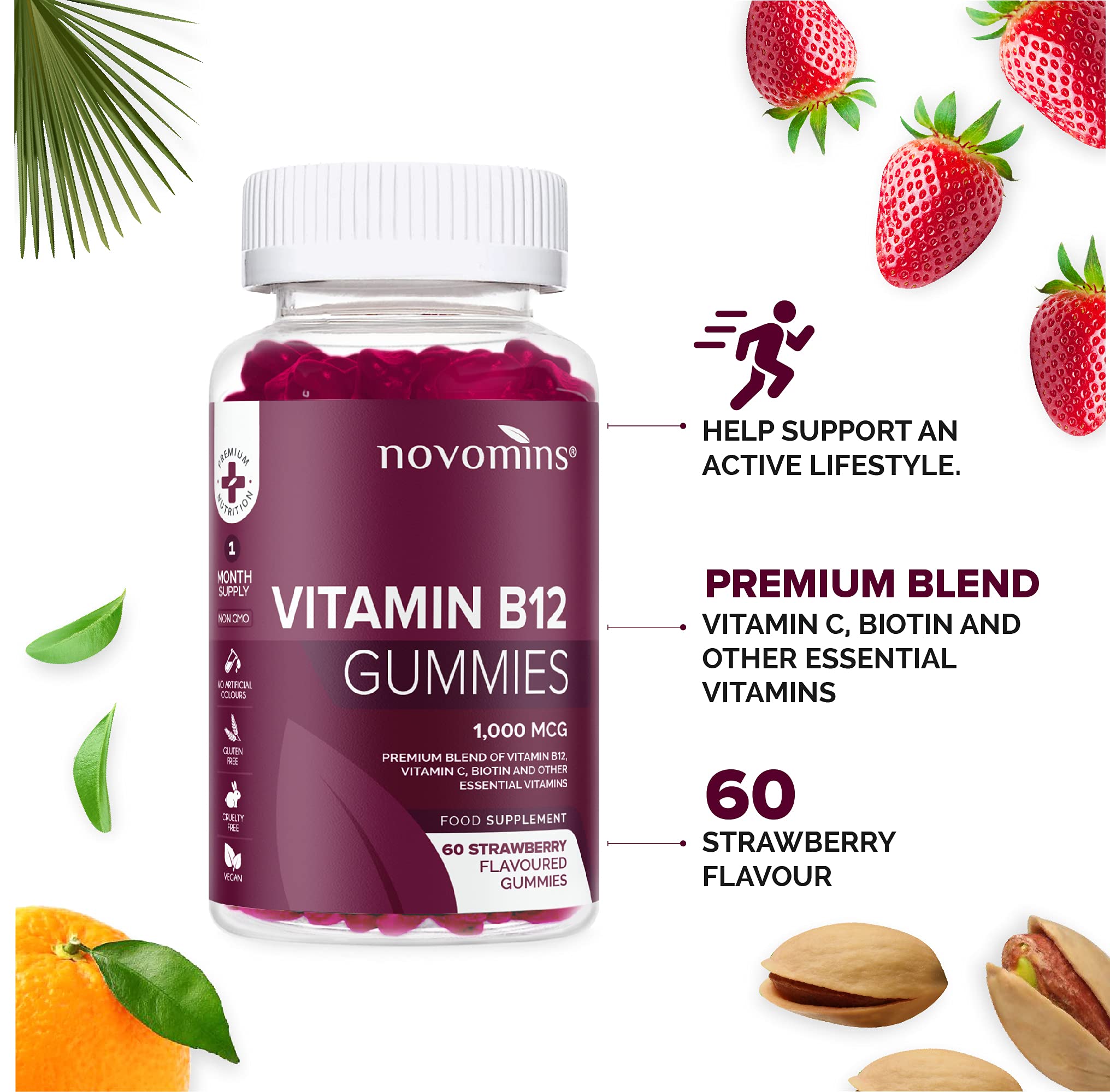 Vitamin B12 Gummies Vegan High Strength 1 Month Supply Vitamin